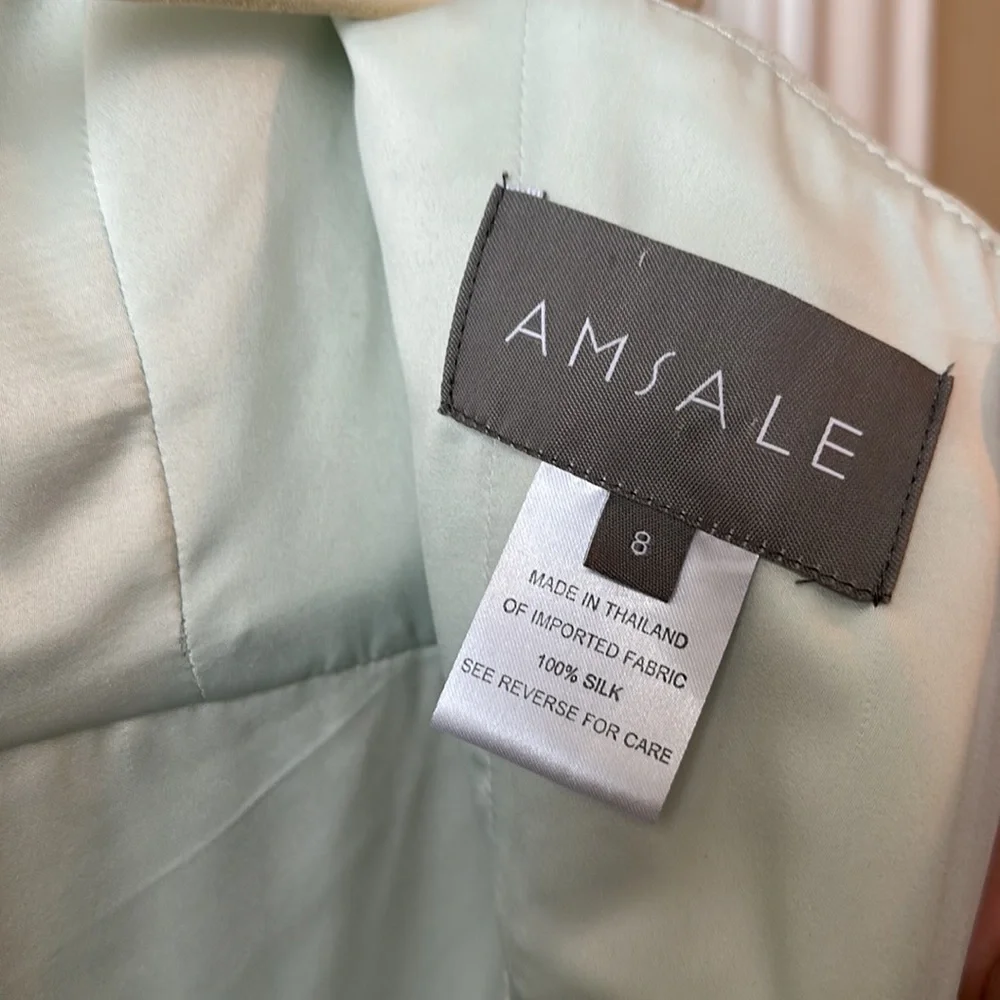 Formal mint green silk chiffon gown size 8 - Picture 3 of 3